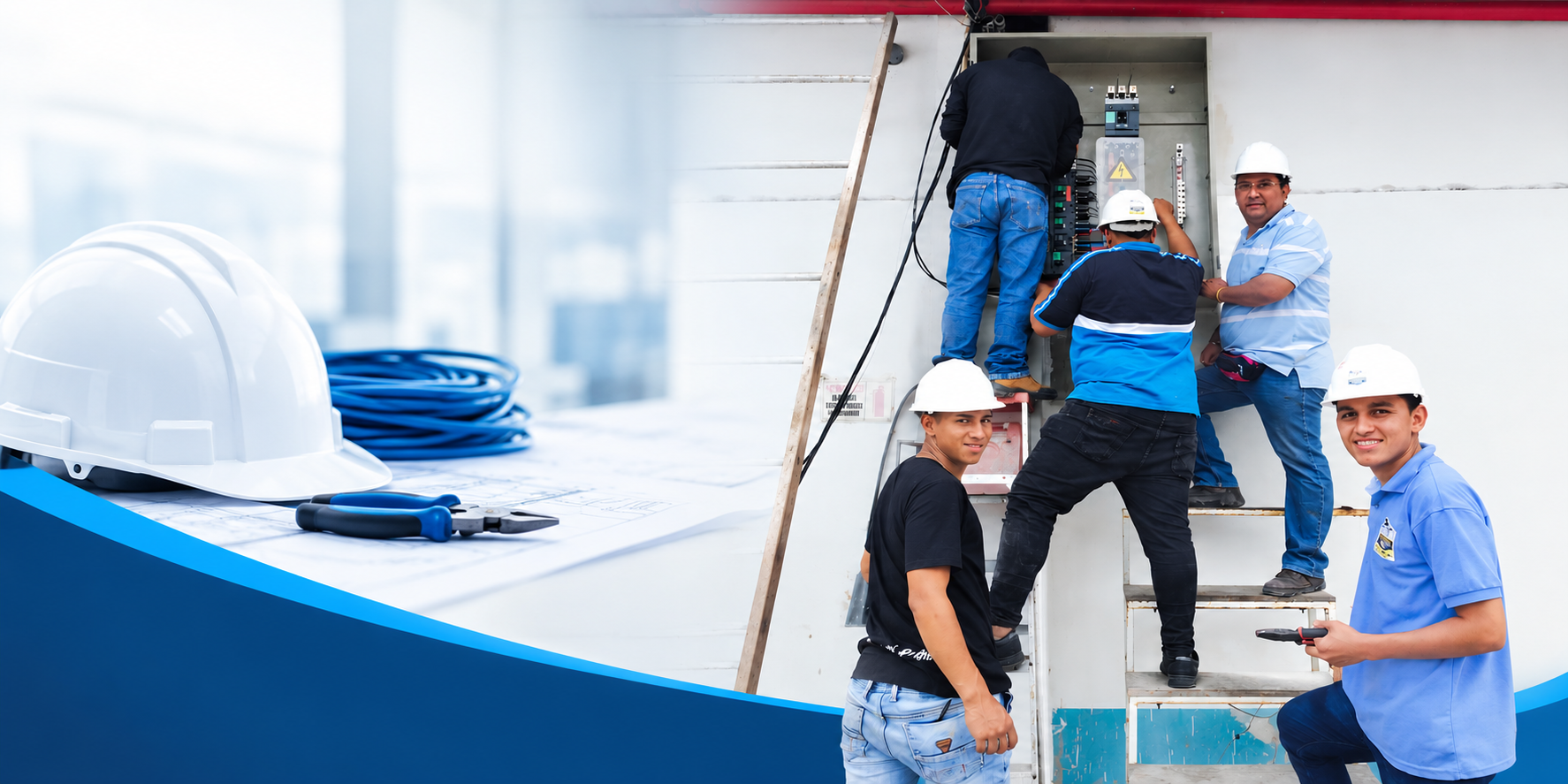 Equipo técnico de EDICA trabajando en instalaciones eléctricas